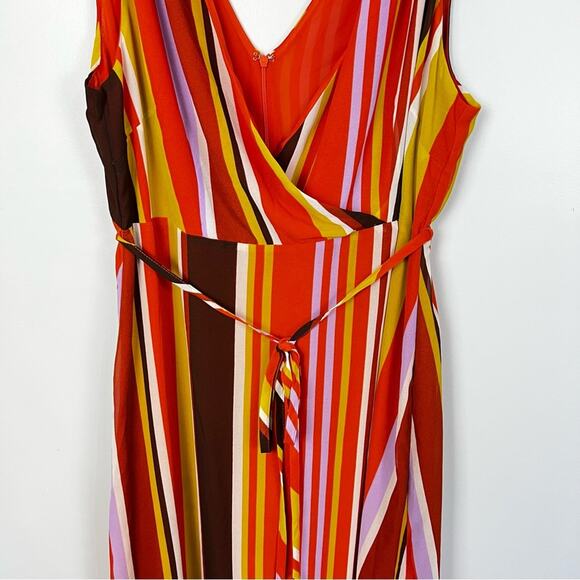 Forever21 Retro Striped Double V neck Candy-cane Stripe Maxi Dress Size 2X NEW - Picture 4 of 12